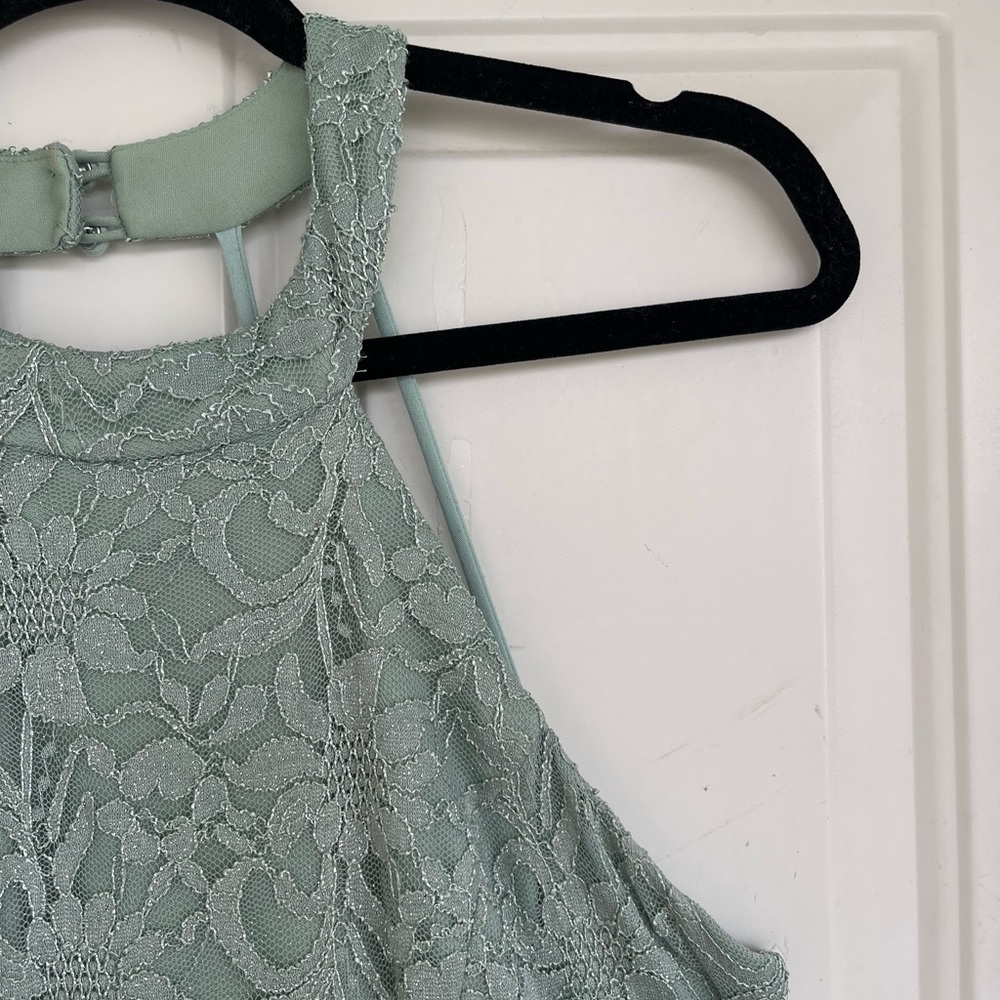 Beautiful sage sparkly lace maxi prom dress - Picture 16 of 16